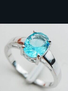 Sterling Silver Ring with Aquamarine Gemstone